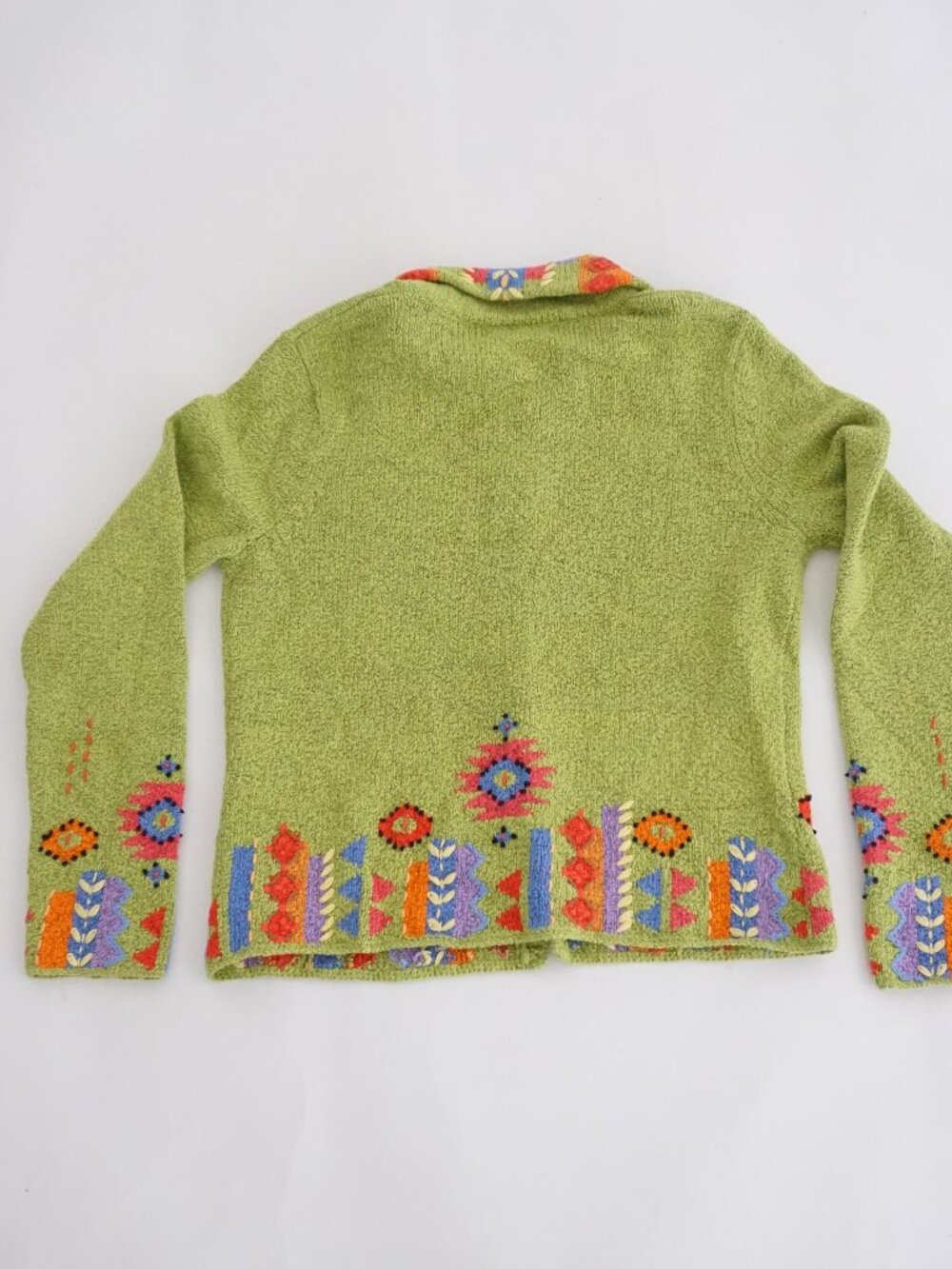 Vintage NorthStyle Green Southwestern Embroidered Button Cotton Blend Cardigan S - Picture 9 of 11